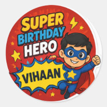 Adesivo de Herói de Aniversário Super Personalizad