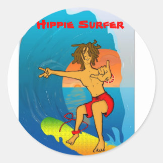 Redondo Adesivo de Hippie Surfer