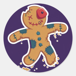 Redondo Adesivo de Homem de Biscoito de Gengibre Zumbi