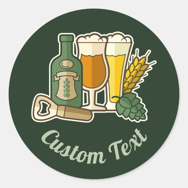 Redondo Adesivo de ícones de cerveja (Frente)