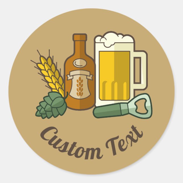 Redondo Adesivo de ícones de cerveja (Frente)