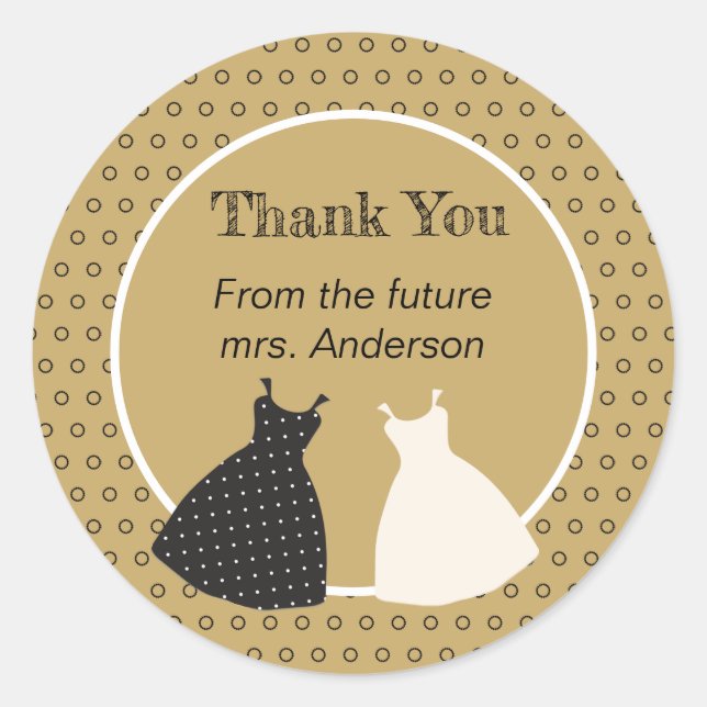 Redondo Adesivo de Ilustração de Chuveiro de Noiva Fofo (Frente)