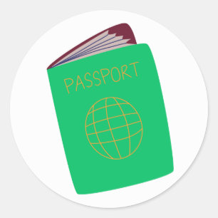 Redondo Adesivo de Ilustração de Passaporte de Viagem Mini