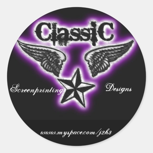 Redondo Adesivo de impressão de ecrã clássico (Frente)