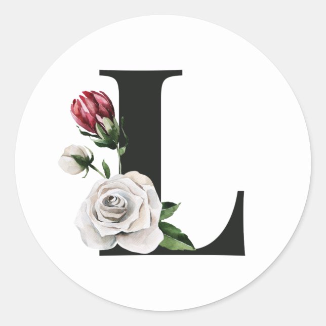 Redondo Adesivo de iniciais das férias de Inverno letra L (Frente)