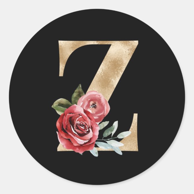 Redondo Adesivo de iniciais das férias de inverno letra Z (Frente)