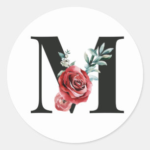 Redondo Adesivo de iniciais de férias de inverno letra M