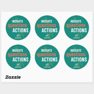 Redondo Adesivo de Insights, Ações e Perguntas do PZ