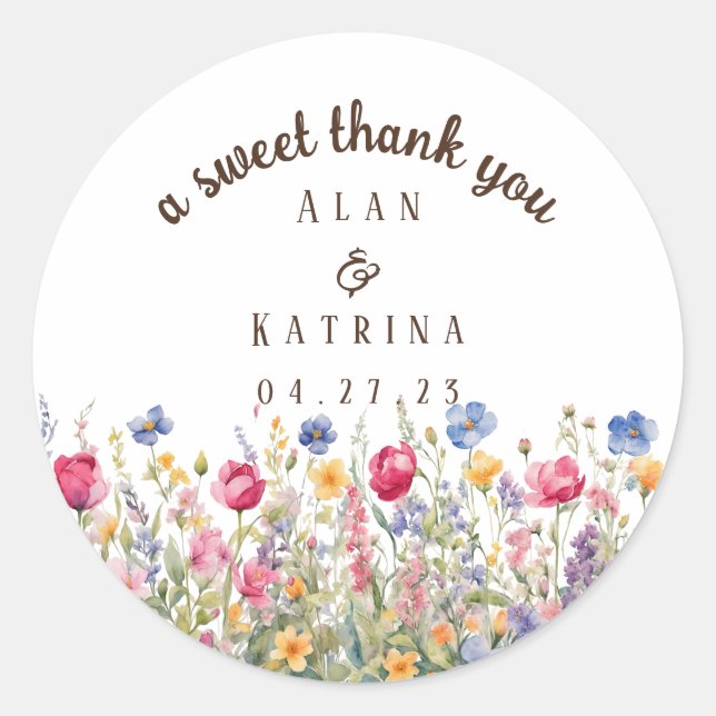 Redondo Adesivo de Jardim Colorido Boho Wildflower (Frente)