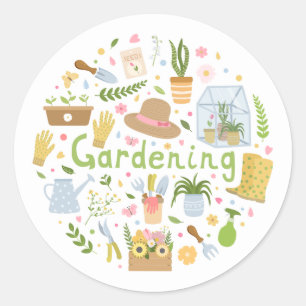 Redondo Adesivo de Jardinagem Minimalista   vibrações botâ