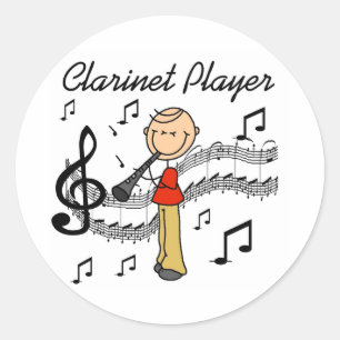 Redondo Adesivo de jogador de clarinete Stickers