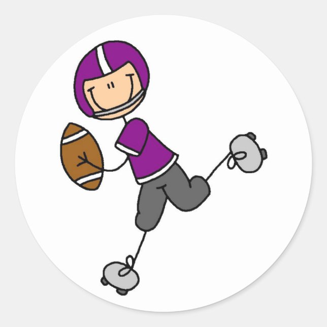 Redondo Adesivo de jogador de futebol roxo (Frente)
