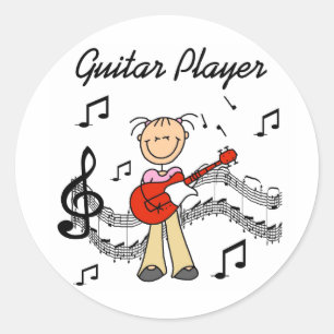 Redondo Adesivo de jogador de guitarra