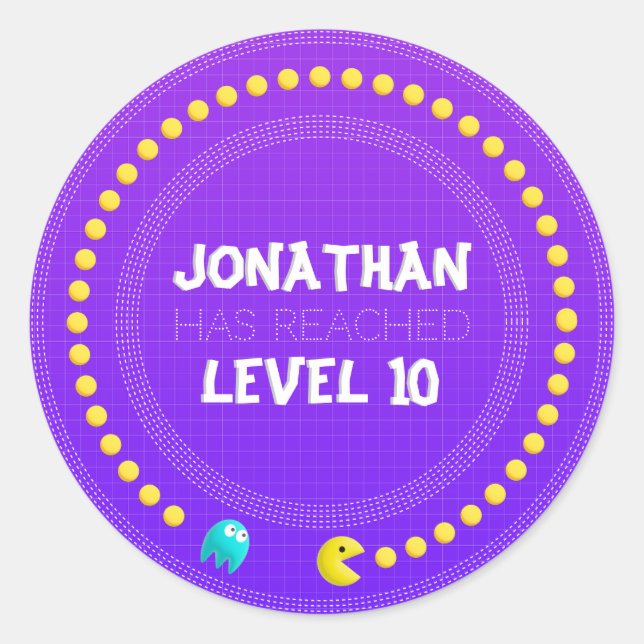 Redondo Adesivo de jogador para o jogo de aniversário On (Frente)