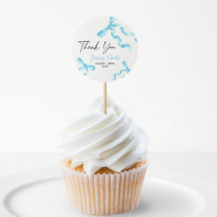 Redondo Adesivo de Laço Azul Obrigado