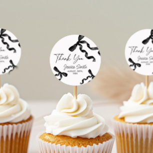 Redondo Adesivo de Laço Preto de Obrigado