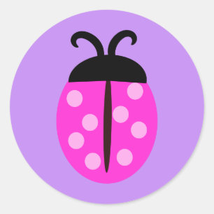 Redondo Adesivo de Ladybug rosa