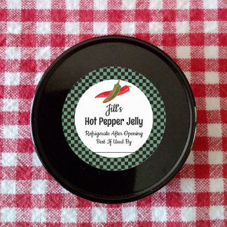 Redondo Adesivo de latas de gelatina de pimenta quente