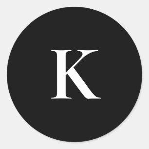 Redondo Adesivo de Letra Monograma K – Minimalista Preto e