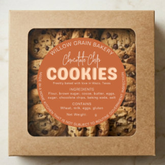 Redondo Adesivo de Lista de Ingredientes da Cottage Cookie