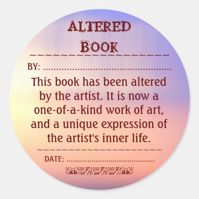 Redondo Adesivo de Livro Alterado (Frente)