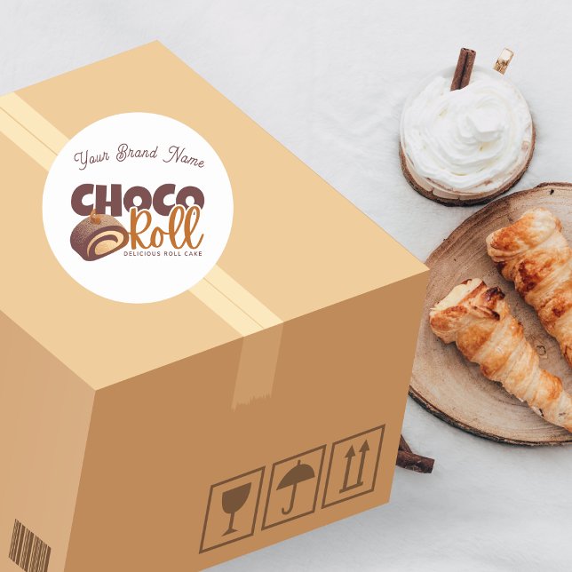 Redondo Adesivo de Logotipo de Padaria Sweet Choco Roll (Criador carregado)