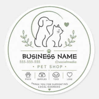 Redondo Adesivo de Logotipo de Pet Shop Personalizado