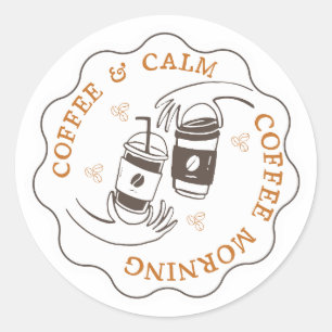 Redondo Adesivo de logotipo do Café & Calm Morning Cafe