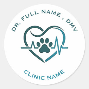 Redondo Adesivo de Logotipo Veterinário Personalizado