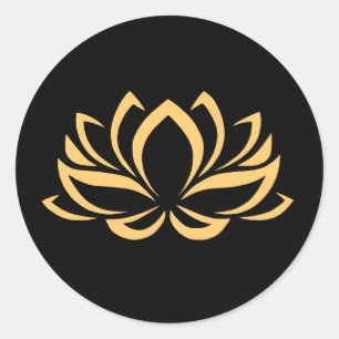 Redondo Adesivo de lótus preto e Dourado