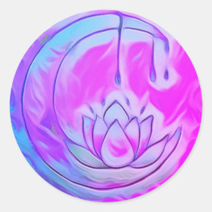 Redondo Adesivo de Lua de Lotus Rosa