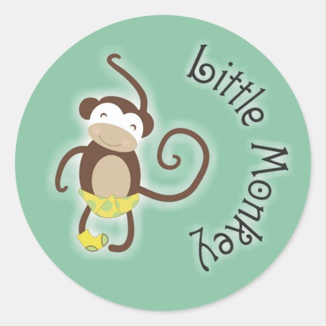 Redondo Adesivo de Macaquinho Bebê 3,8 cm (Frente)