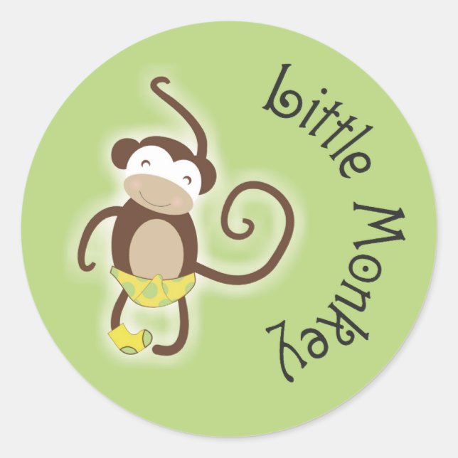 Redondo Adesivo de Macaquinho Bebê 7,62 cm (Frente)
