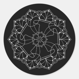 Redondo Adesivo de Mandala Branco e Preto