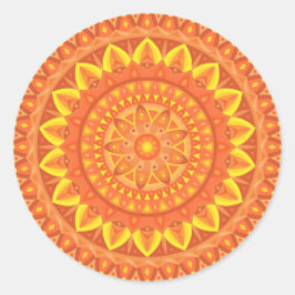 Redondo Adesivo de Mandala Laranja Quente Boho Vibrante Es