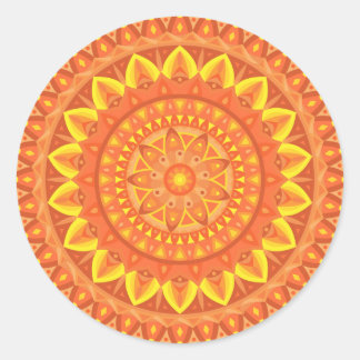 Redondo Adesivo de Mandala Laranja Quente Boho Vibrante Es