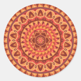 Redondo Adesivo de Mandala Marrom Terroso Boho Neutro