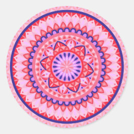 Redondo Adesivo de Mandala Rosa Boho com Padrão Geométrico