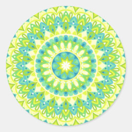 Redondo Adesivo de Mandala Verde Inspirado na Natureza Boh
