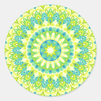 Redondo Adesivo de Mandala Verde Inspirado na Natureza Boh