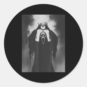 Redondo Adesivo de mão de fantasma engraçado sinal de cora