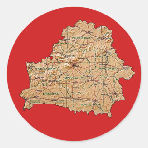 Redondo Adesivo de Mapa da Bielorrússia