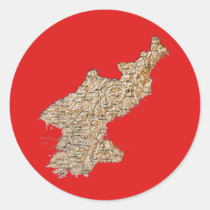 Redondo Adesivo de Mapa da Coreia do Norte
