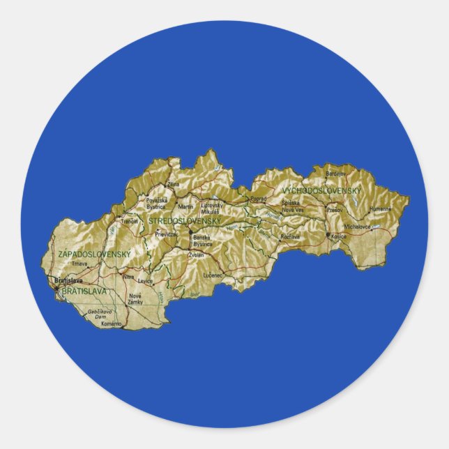Redondo Adesivo de Mapa da Eslováquia (Frente)