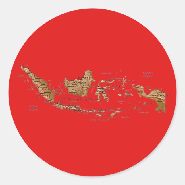 Redondo Adesivo de Mapa da Indonésia (Frente)