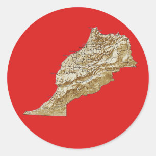 Redondo Adesivo de Mapa de Marrocos