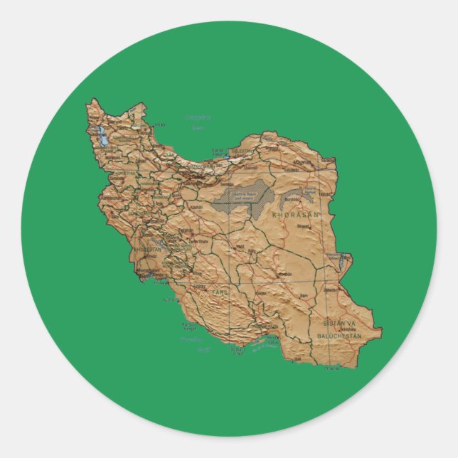 Redondo Adesivo de Mapa do Irã (Frente)
