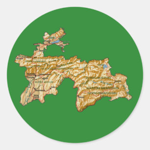 Redondo Adesivo de mapa do Tajiquistão