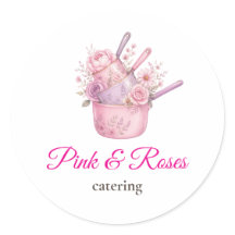 Adesivo de Marca de Negócios de Catering Rosa e Ro