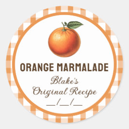 Redondo Adesivo de marmelada de laranja com desenho xadrez